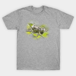 Heartwarming Family Portrait: Five Bushtit Songbird Brothers T-Shirt